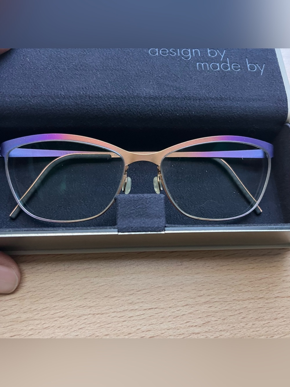 Lindberg Strip Titanium Eyeglass Frames Purple Gold Gradient - Browline 9584